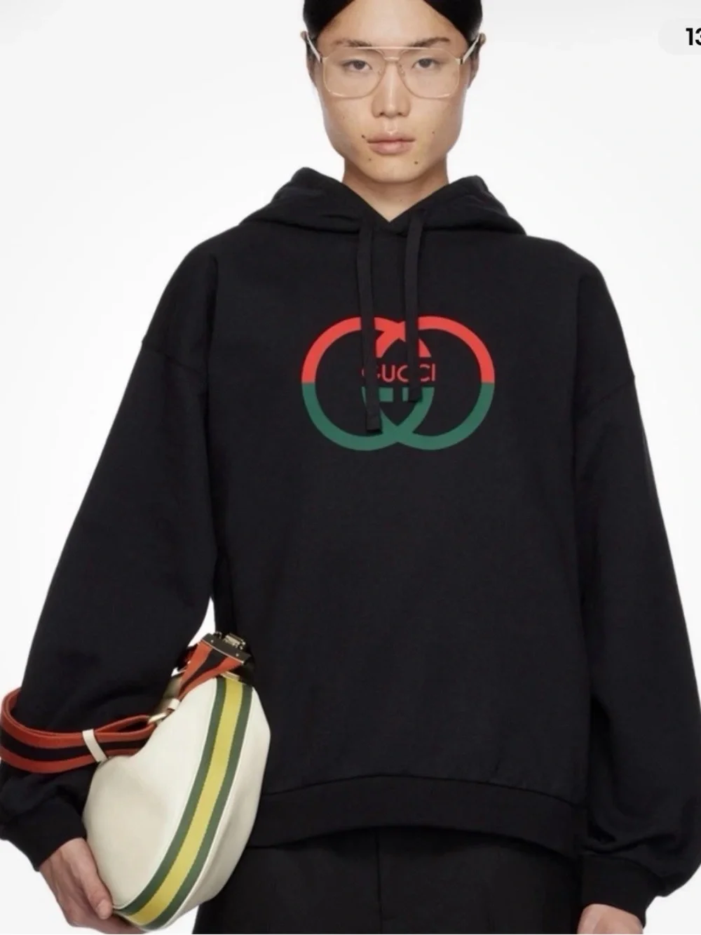 NWT Gucci Black Hoodie with Red & Green Interlocking Logo XL